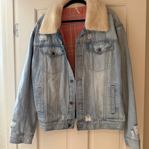 Free People - Shearling Denim Jacket - XL - NWT - Picture 1 of 4